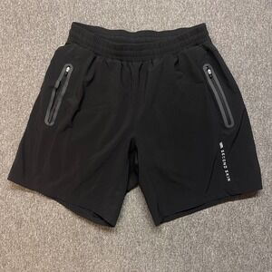 VRST SECOND SKIN Mens Black Athletic Shorts Zipper Pockets Athleisure Large